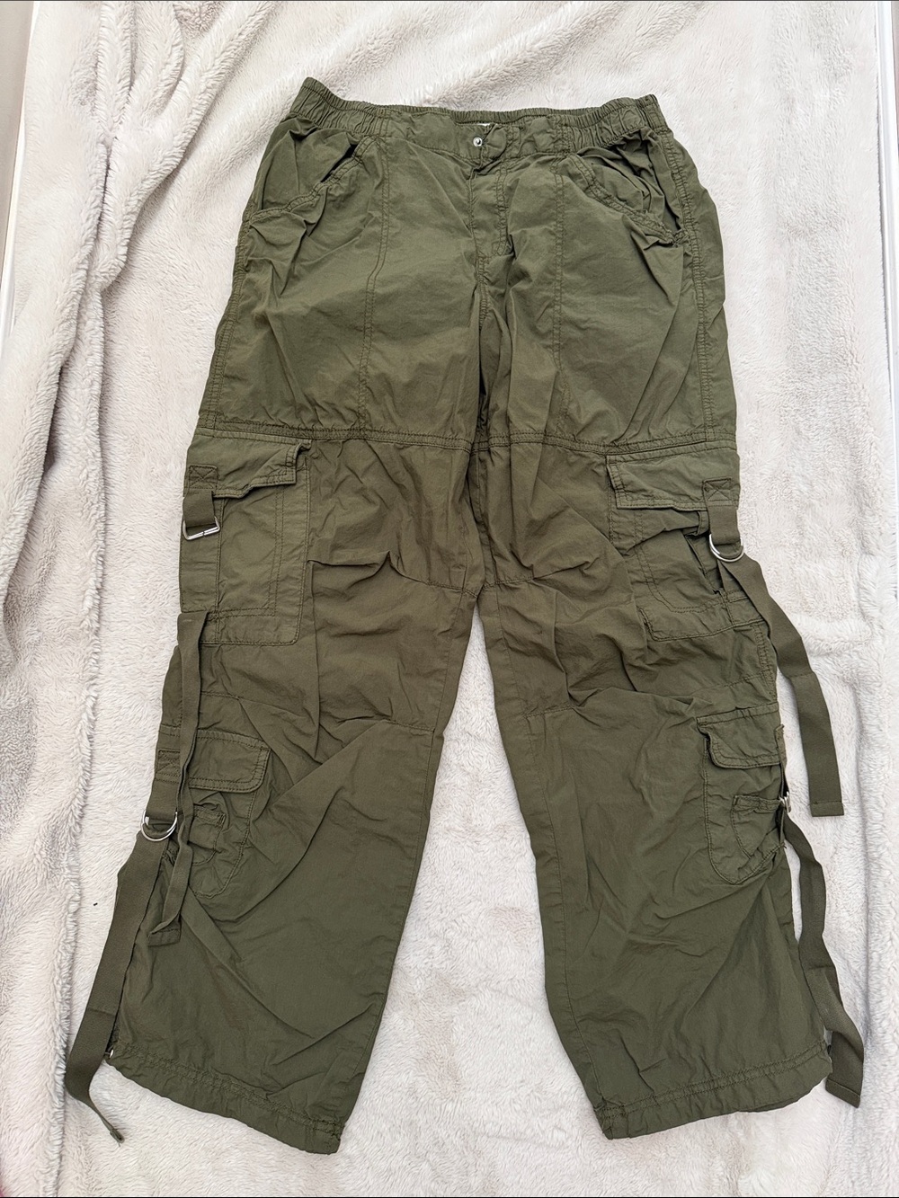 Garage | Olive Green Cargo Pants with Utility Straps | M